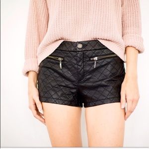 Quilted faux leather / vegan shorts. Small.